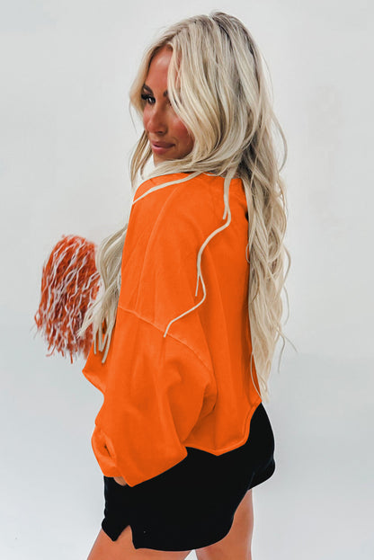 Cheer on game day with our stylish orange rugby sweatshirt