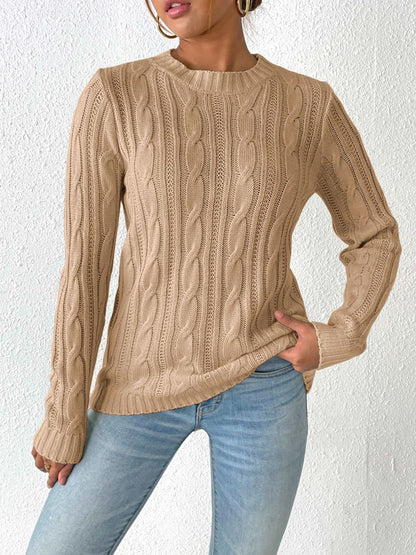 Cozy cable-knit sweater with round neckline