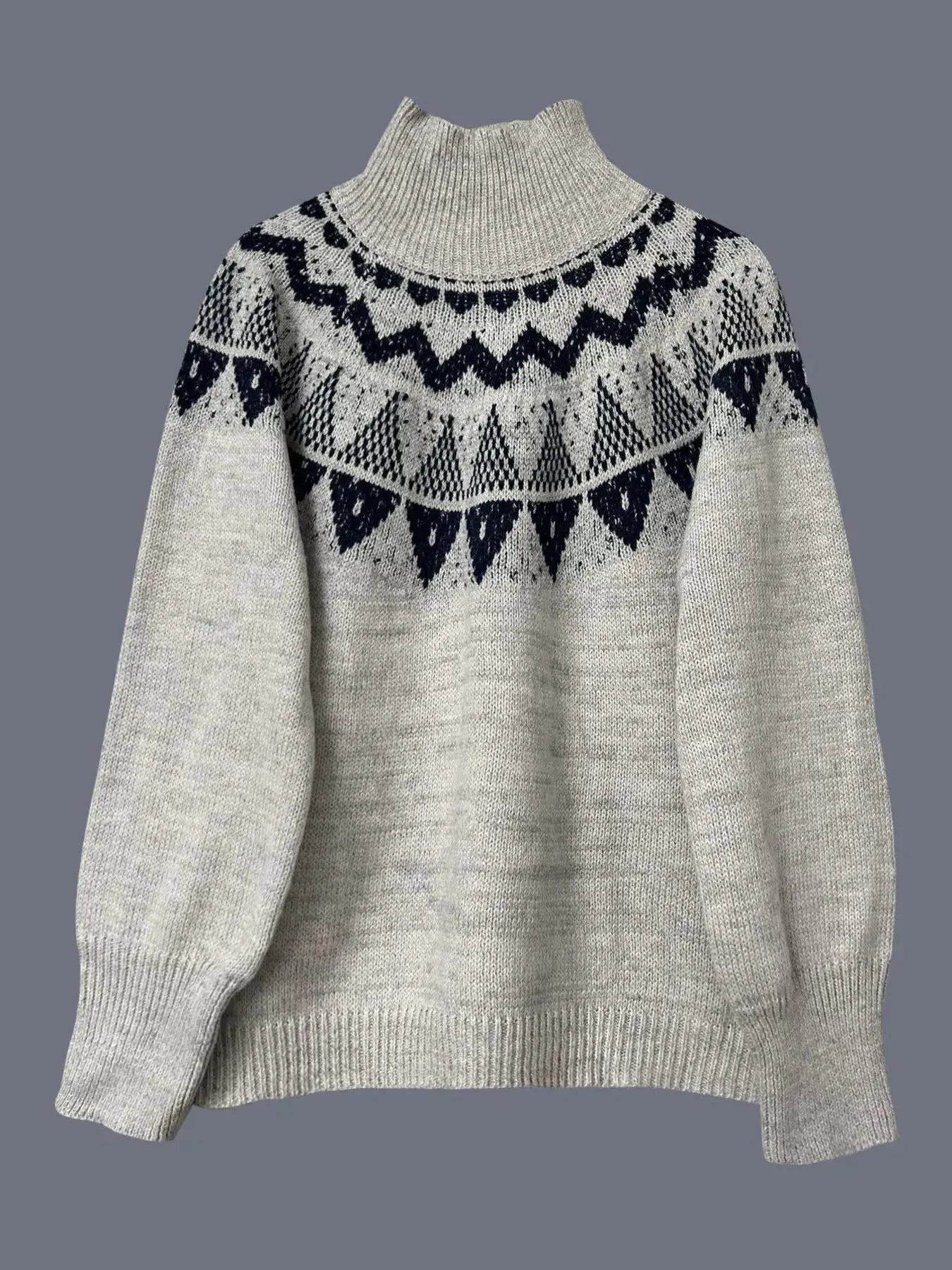 Nordic Pattern High Neck Sweater Simply Love