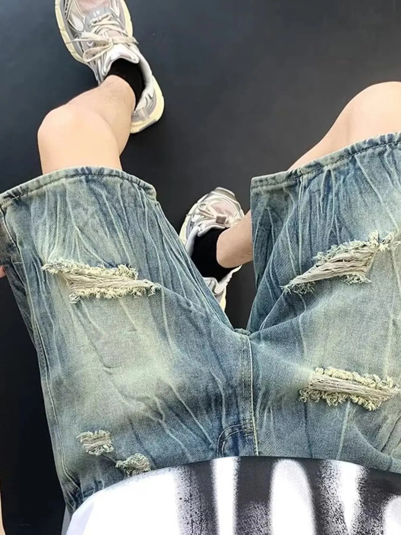 Men's Plus Size Distressed Wide Leg Denim Shorts Simply Love