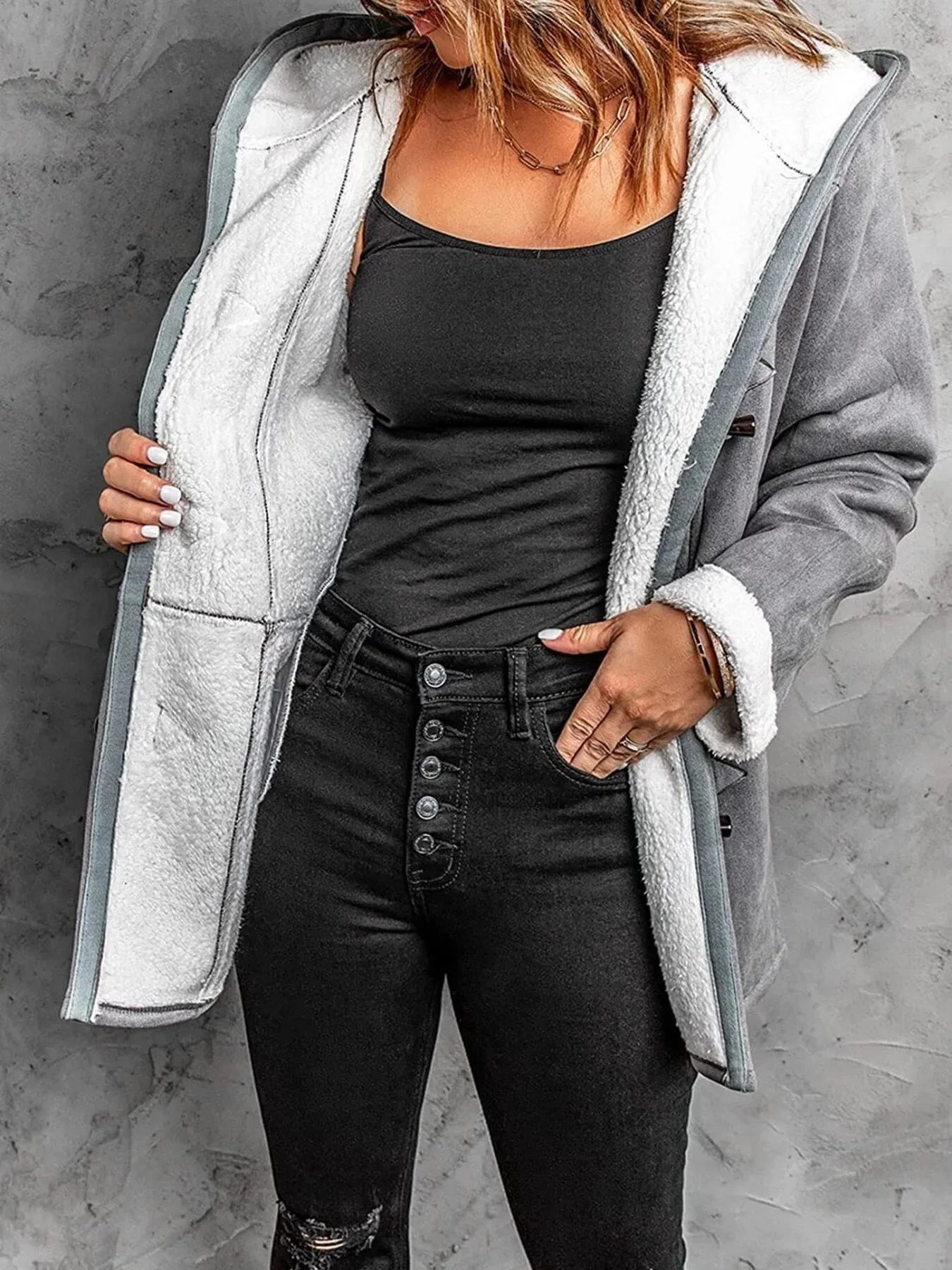 Full Size Cozy Sherpa Lined Toggle Coat with Hood Plus Size Coco’s Tee Boutique
