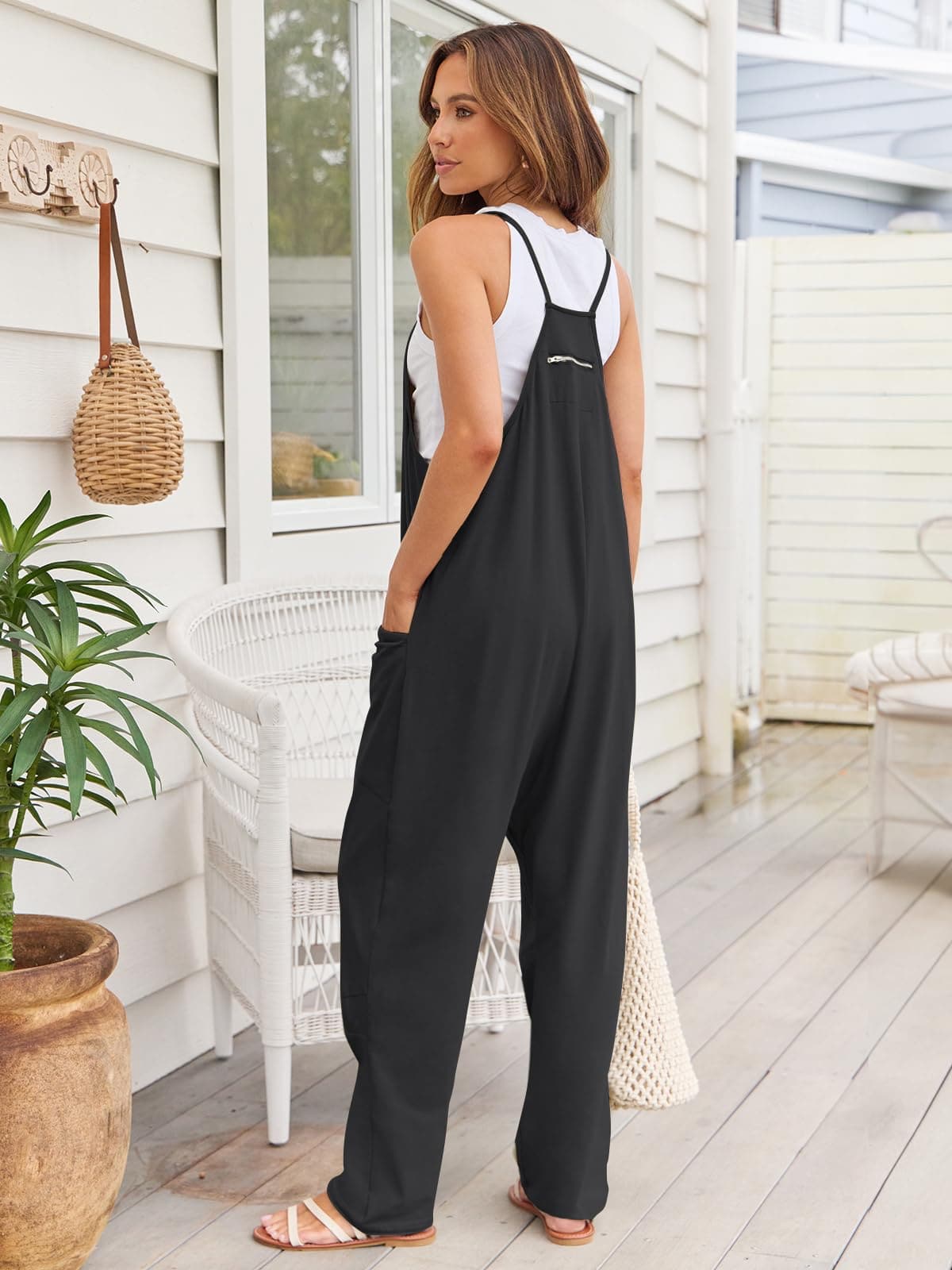 V-Neck Spaghetti Strap Jumpsuit.