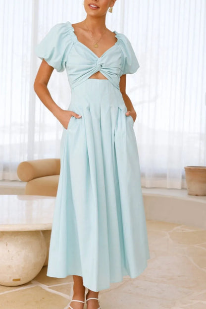 Sweet Serenity Puff Sleeve Midi Dress