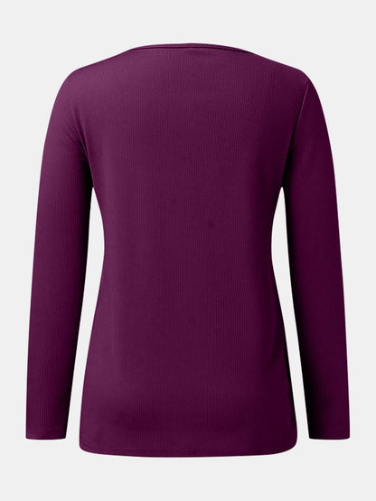 Full Size Scoop Neck Long Sleeve T-Shirt.