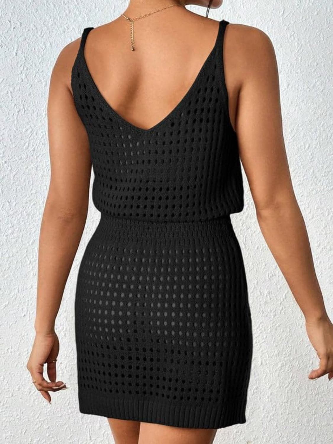 Openwork V-Neck Sleeveless Cover Up Dress.