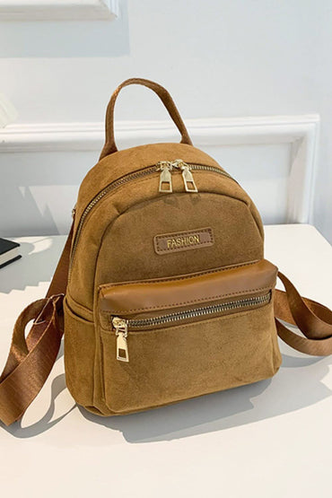 Chic suede mini backpack with adjustable straps