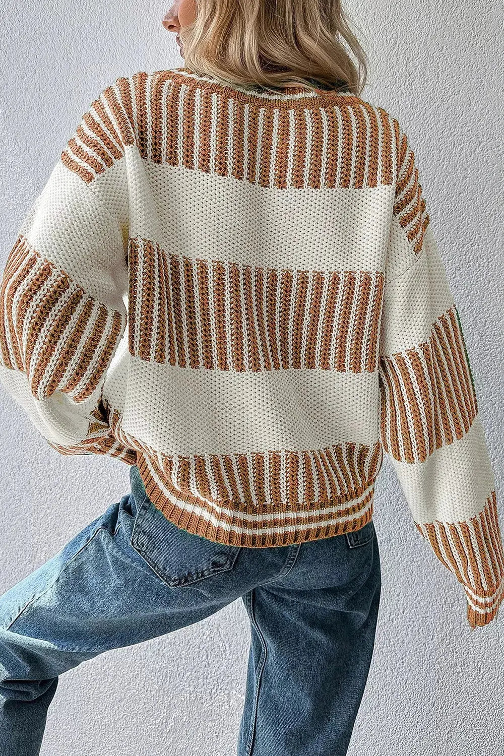Striped Knit Long Sleeve Sweater Simply Love