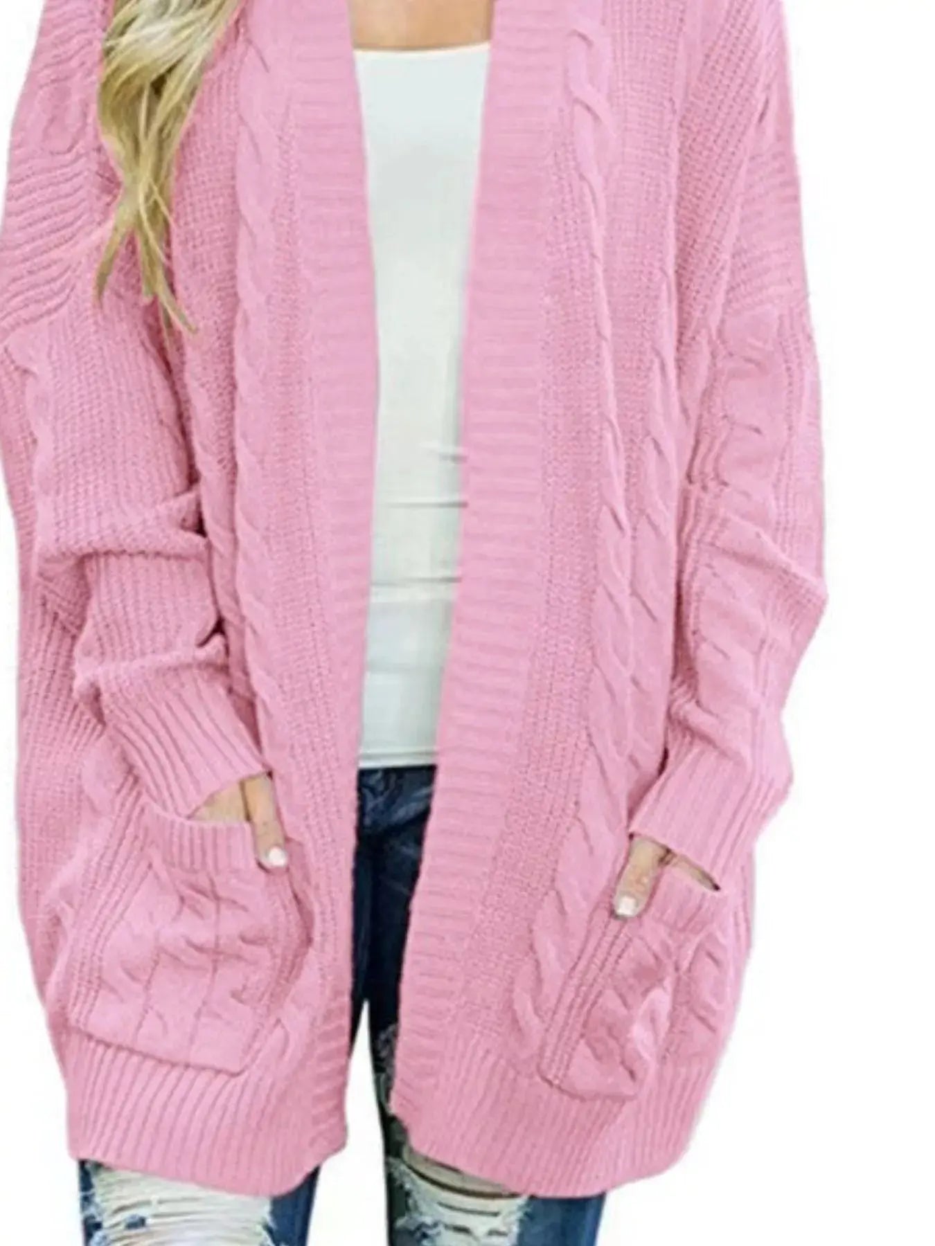 Full Size Chunky Knit Open Front Cardigan Plus Size Simply Love