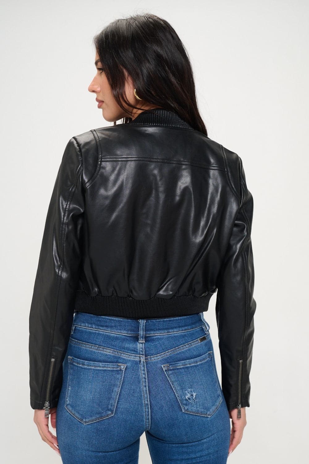 Coalition LA Zip Up Cropped Bomber JacketThis zip-up cropped bomber jacket is made with vegan leather for a stylish and cruelty-free option. The bomber style gives it a trendy and edgy look. It features a hLove Salve Coalition LA ZipOuterwear