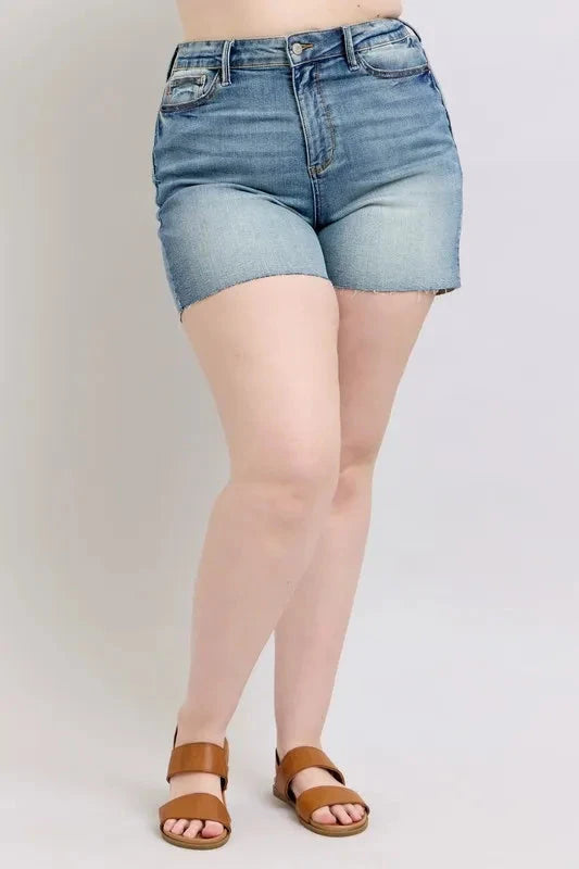 Judy Blue Full Size High Waist Star Seam Detail Denim Shorts Plus Size Coco’s Tee Boutique