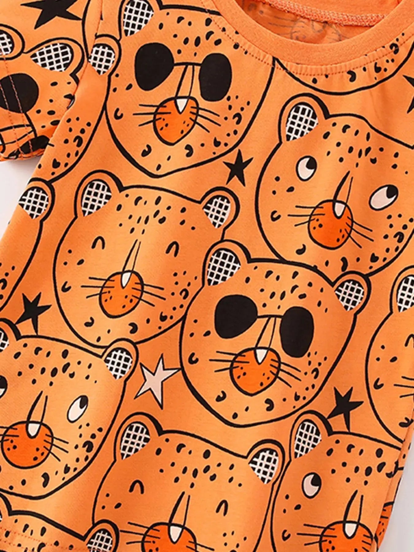 Children's Bear Print Round Neck Top and Shorts Set Simply Love