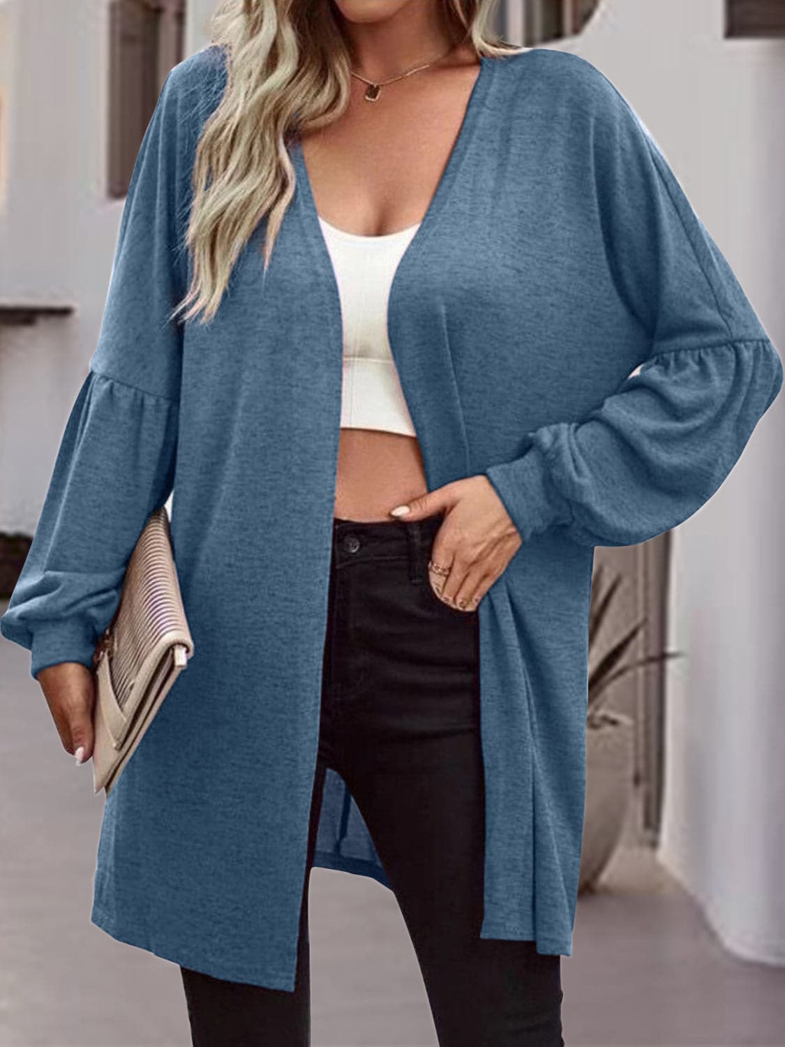 Open Front Long Sleeve Cardigan.