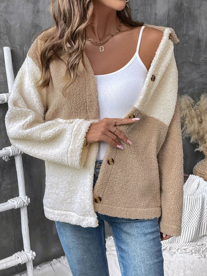 Chic color block long sleeve jacket