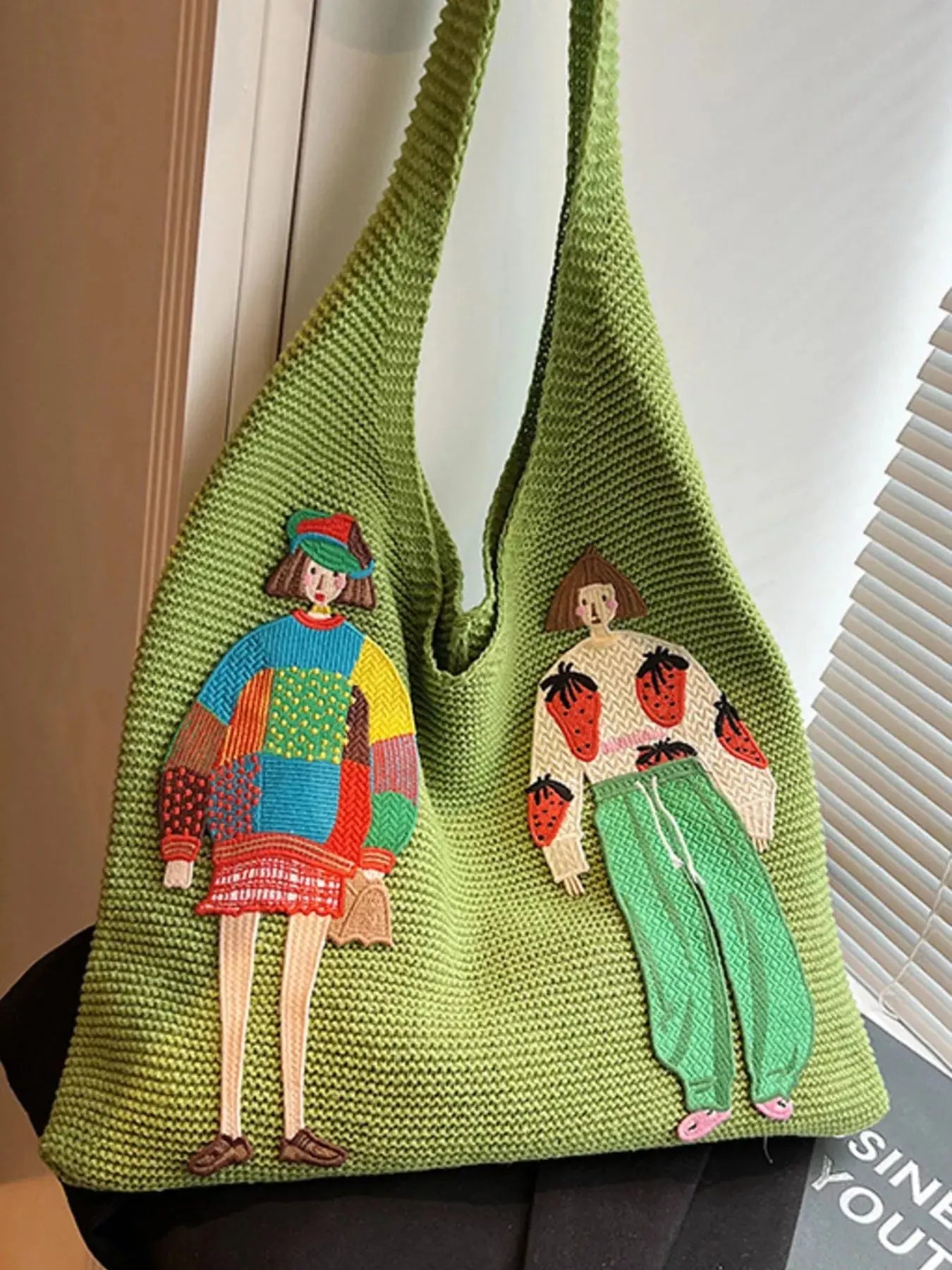 Knitted Embroidered Shoulder Bag Simply Love