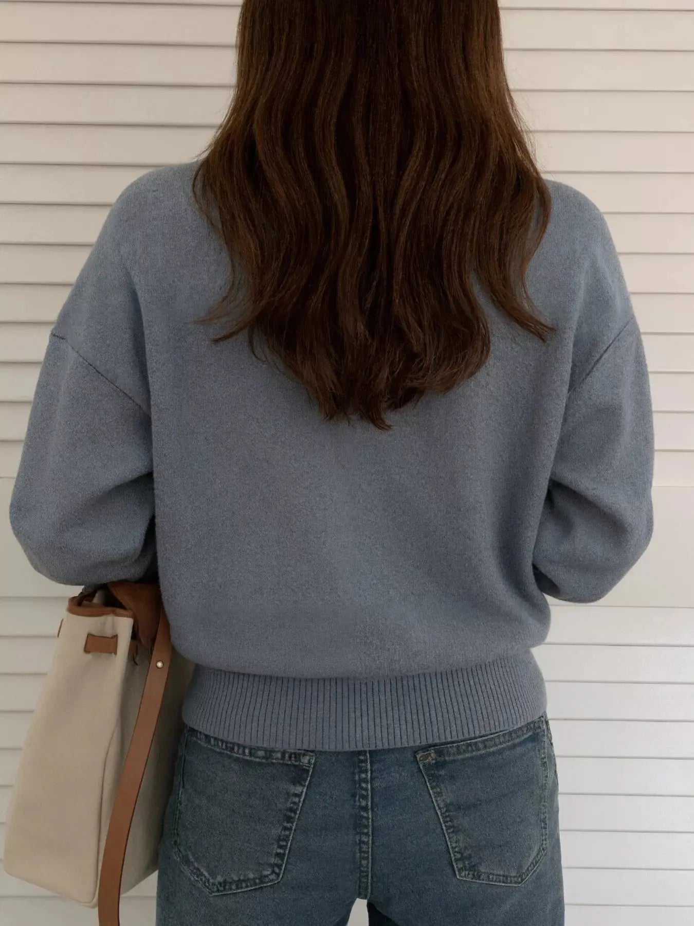 Polo Collar Dropped Shoulder Sweater Simply Love