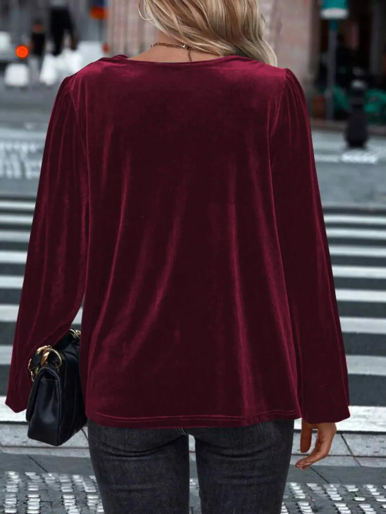 Full Size Velvet Cowl Neck Blouse Plus Size Simply Love