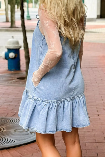 Simply Love: Denim Dress, Bow & Ruffle