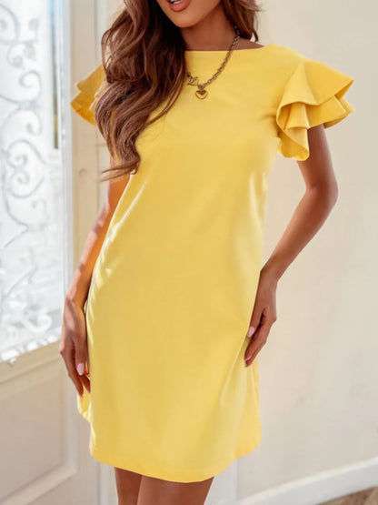 Flirt & Flutter Ruffle Sleeve Mini Dress