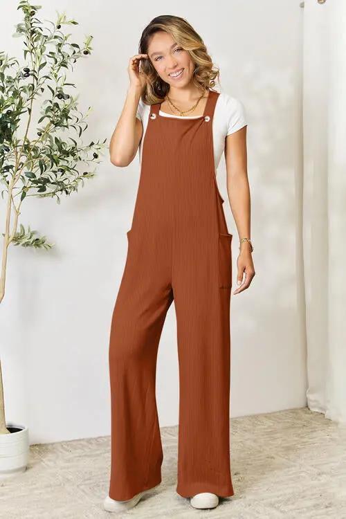 Double Take Full Size Wide Strap Overall with Pockets - Love Salve