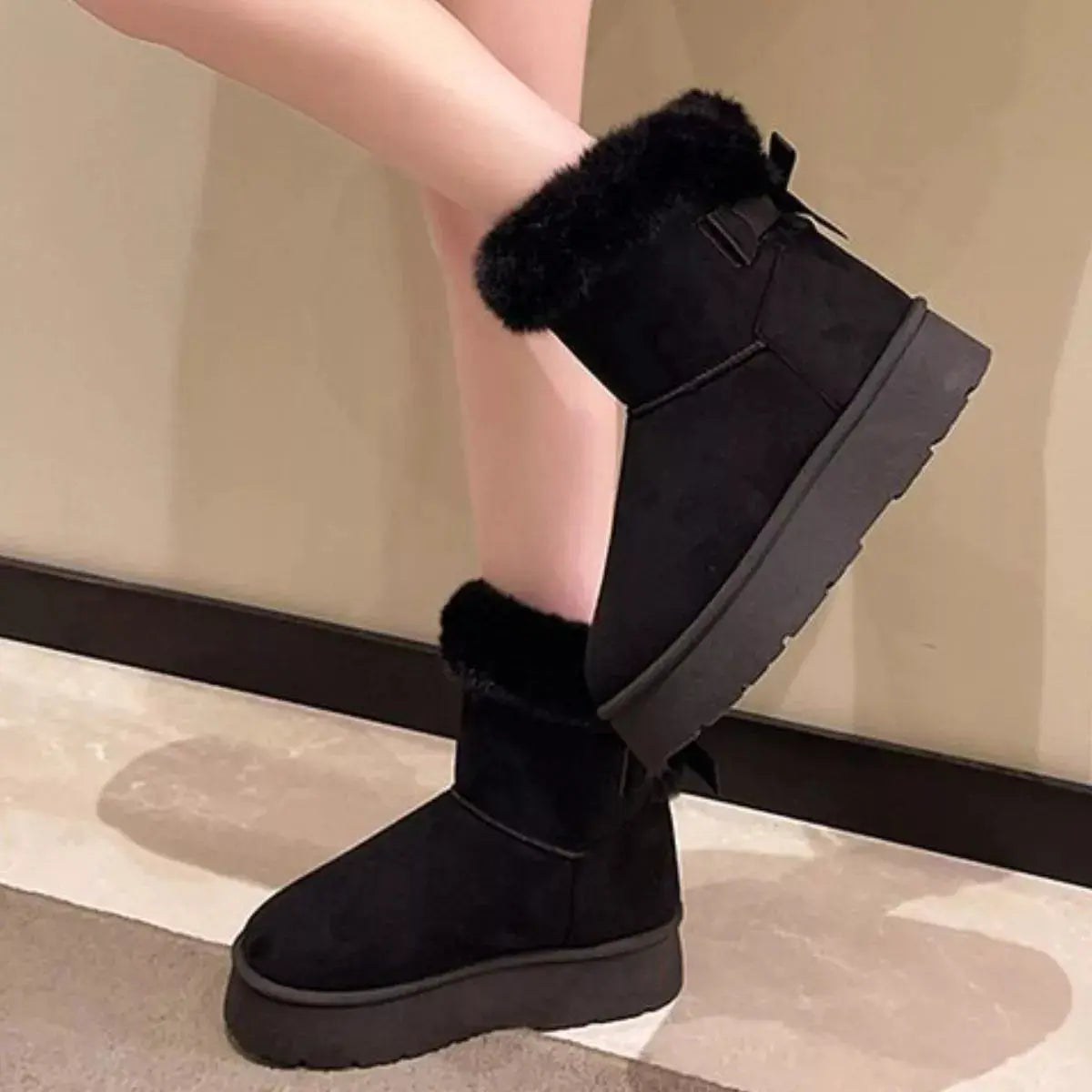 Round Toe Fuzzy Boots Simply Love