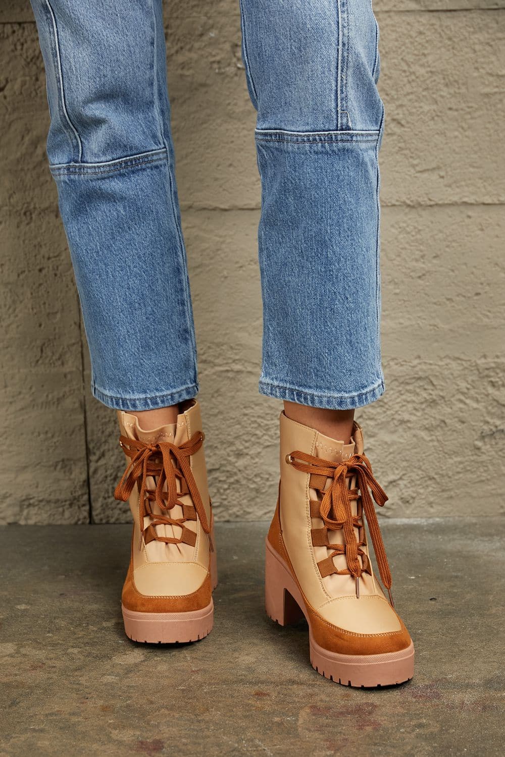 East Lion Corp Lace Up Lug Booties.