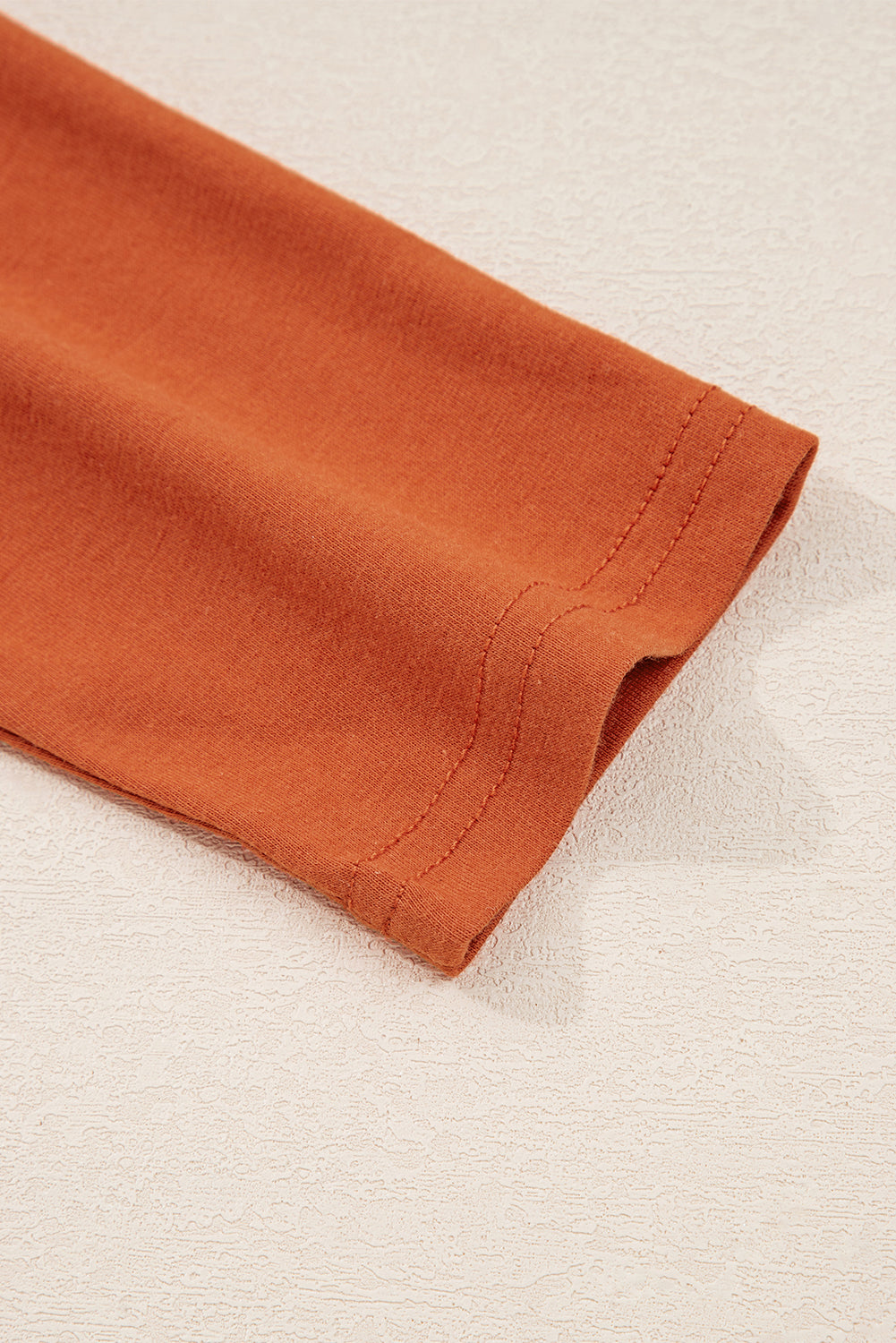 Red Clay Asymmetric Seam Detail Solid Color Long Sleeve Top