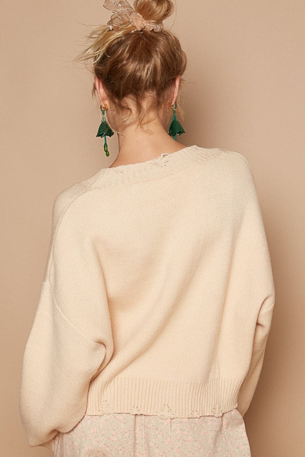 Peaceful style: POL round neck long sleeve sweater with playful design