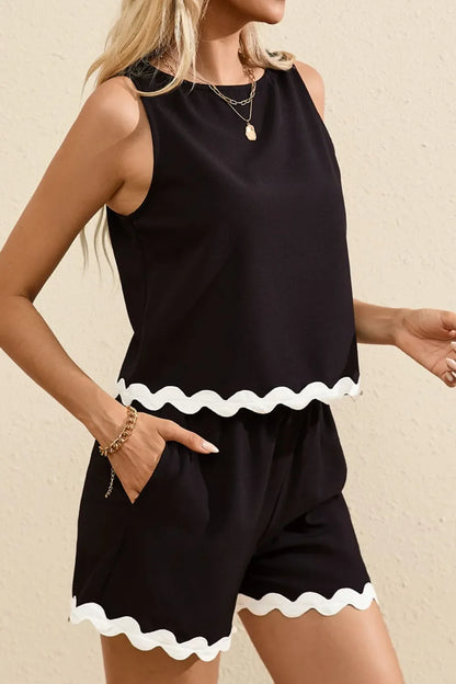 Simply Love: Ricrac Trim Tank & Shorts Set