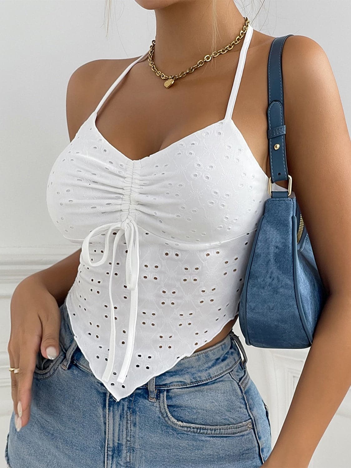 Eyelet Halter Neck Cami.