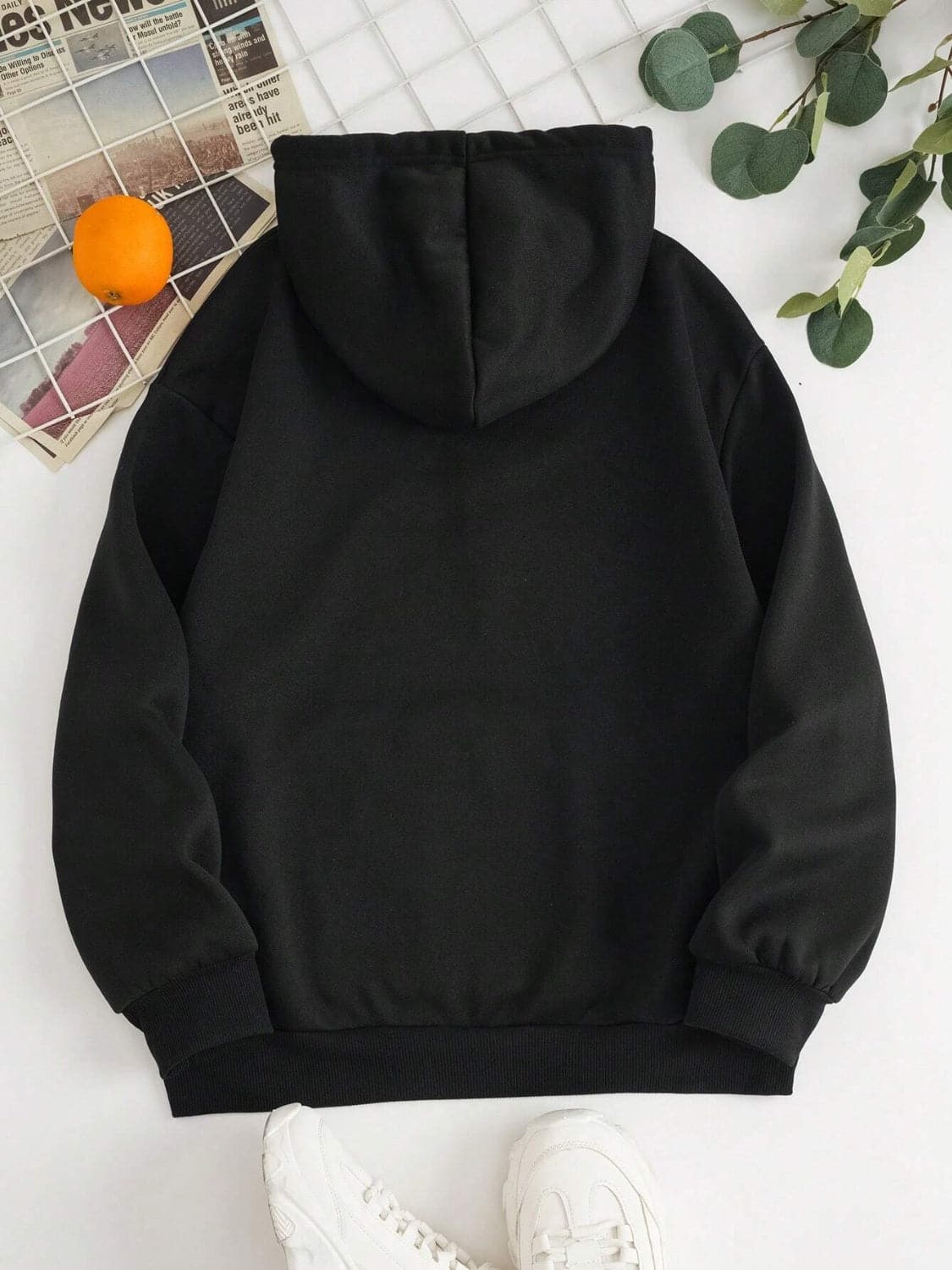 Drawstring Dropped Shoulder Hoodie.