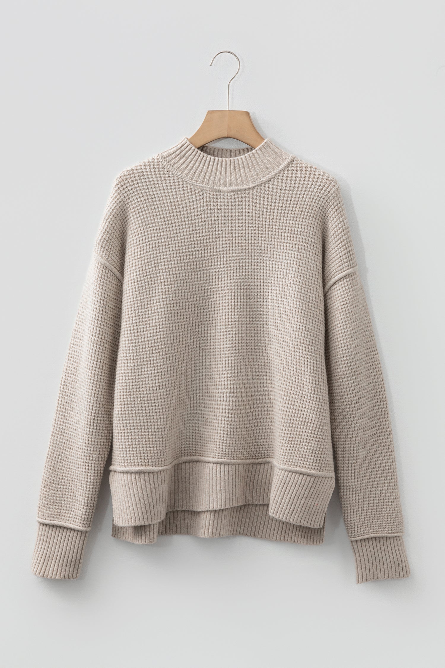 Dear-Lover Gray Waffle Knit Sweater Women's Daily Casual Top Fall Fashion Soft Dear-Lover Dropshipping