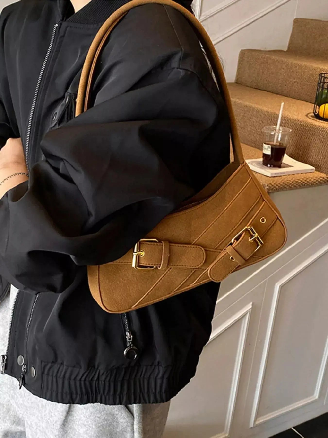 Buckle Decor Shoulder Bag Simply Love