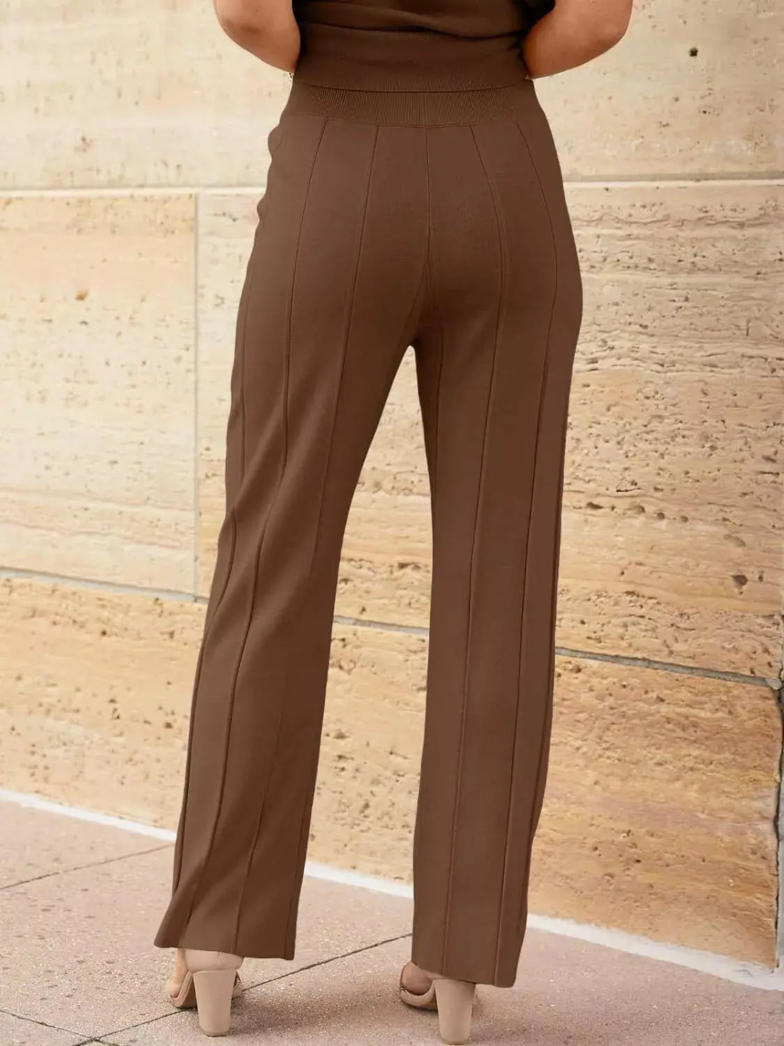Casual Solid Color Cap Sleeve Top and Pants Knit Set Simply Love