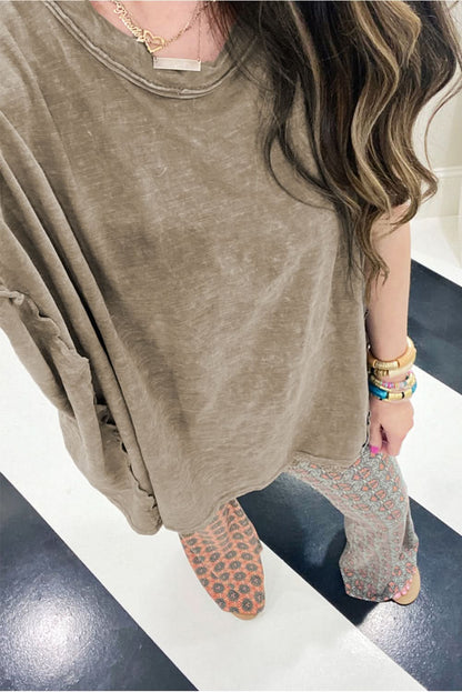 Sage Green Oversized Vintage Washed Dolman Sleeve Tee