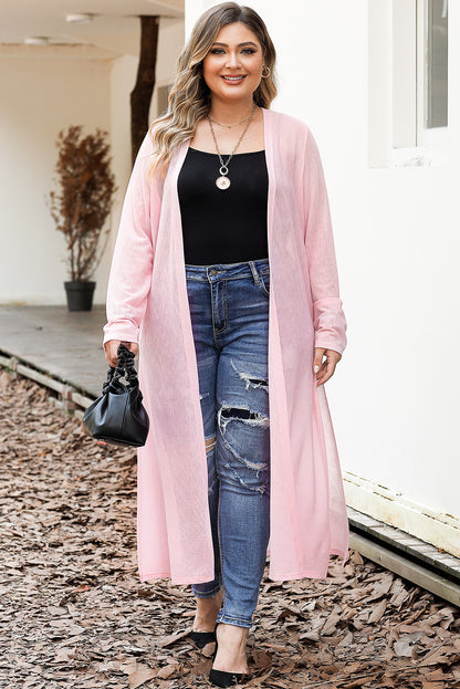 Chic pink plus size sheer cardigan