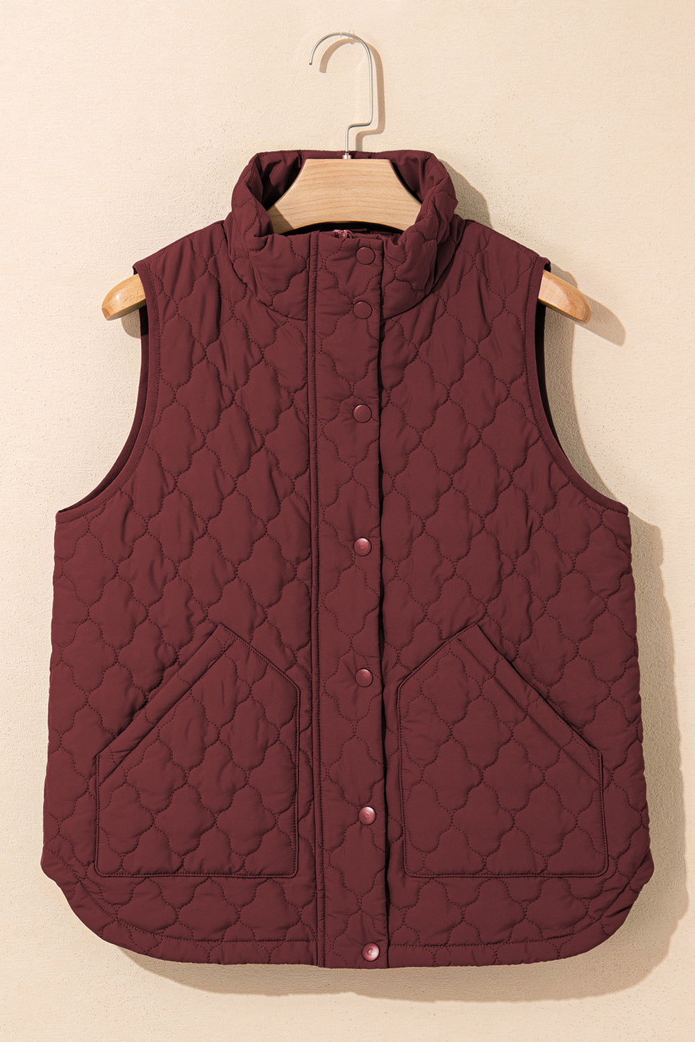 Wild Ginger Flower Shape Quilted Winter Vest With Snap Button Front Zip Up For Cold Weather Dear-Lover Dropshipping