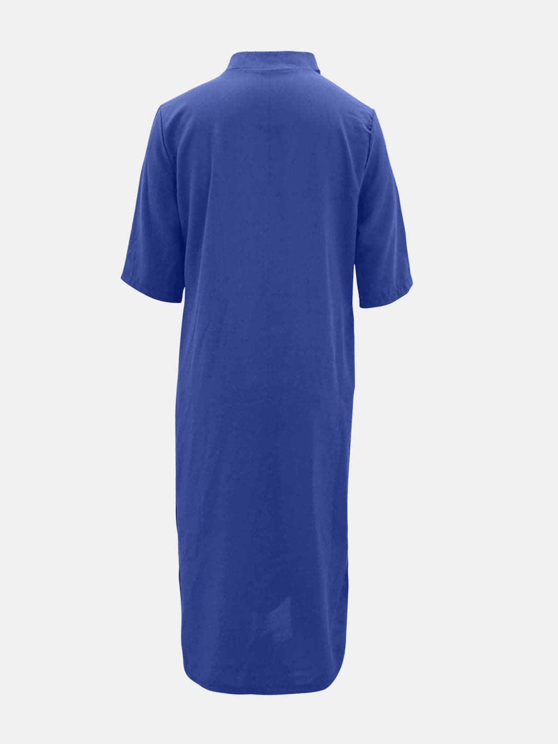 Full Size Notched Half Sleeve Midi Dress.