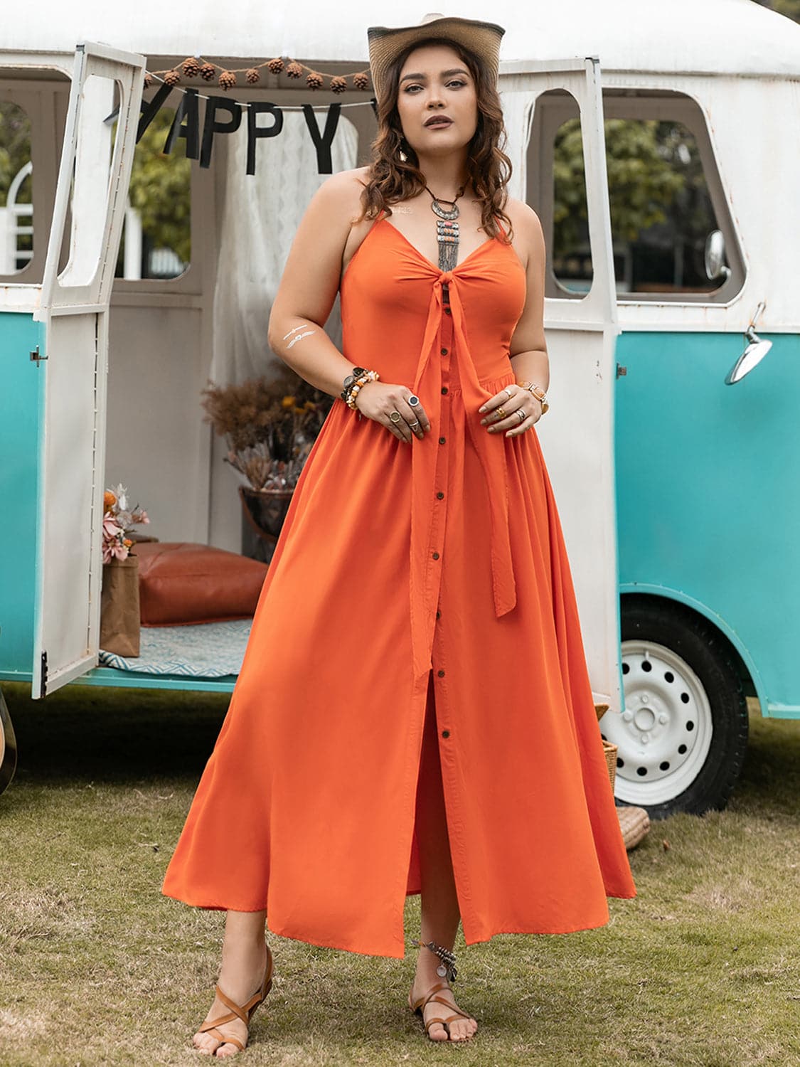 Plus Size Halter Neck Midi Dress.