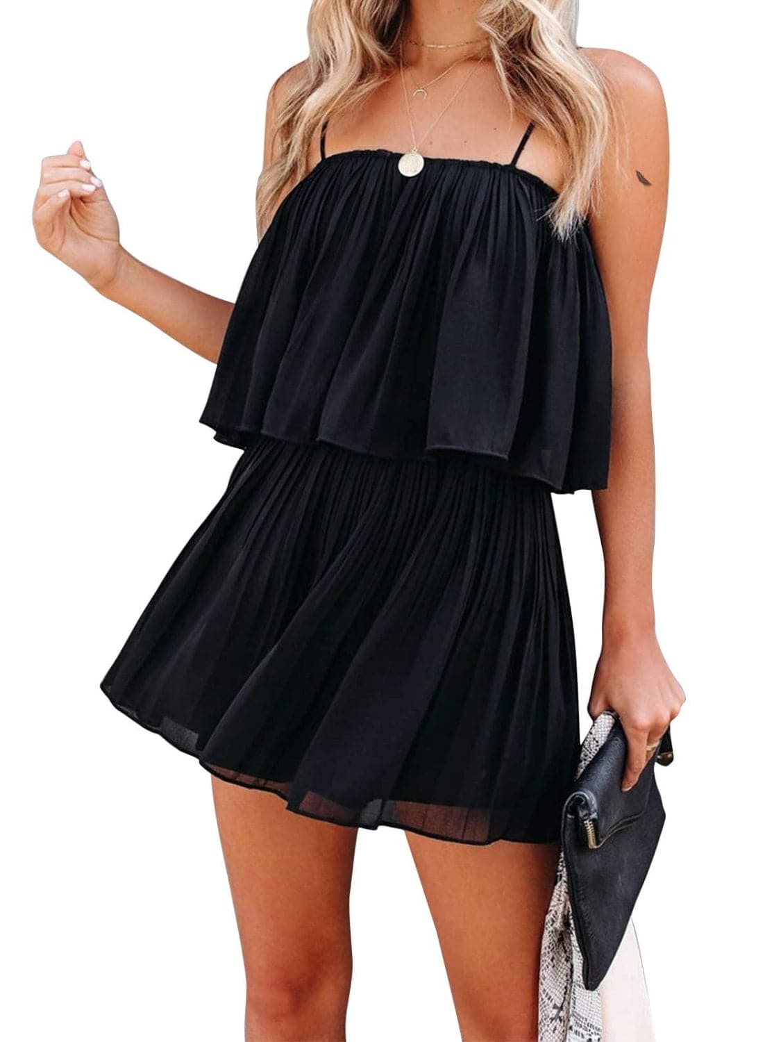 Ruched Spaghetti Strap Romper.