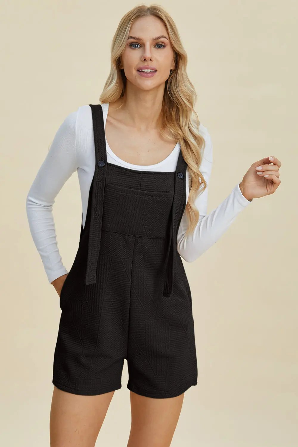 Double Take Full Size Texture Sleeveless Romper - Love Salve