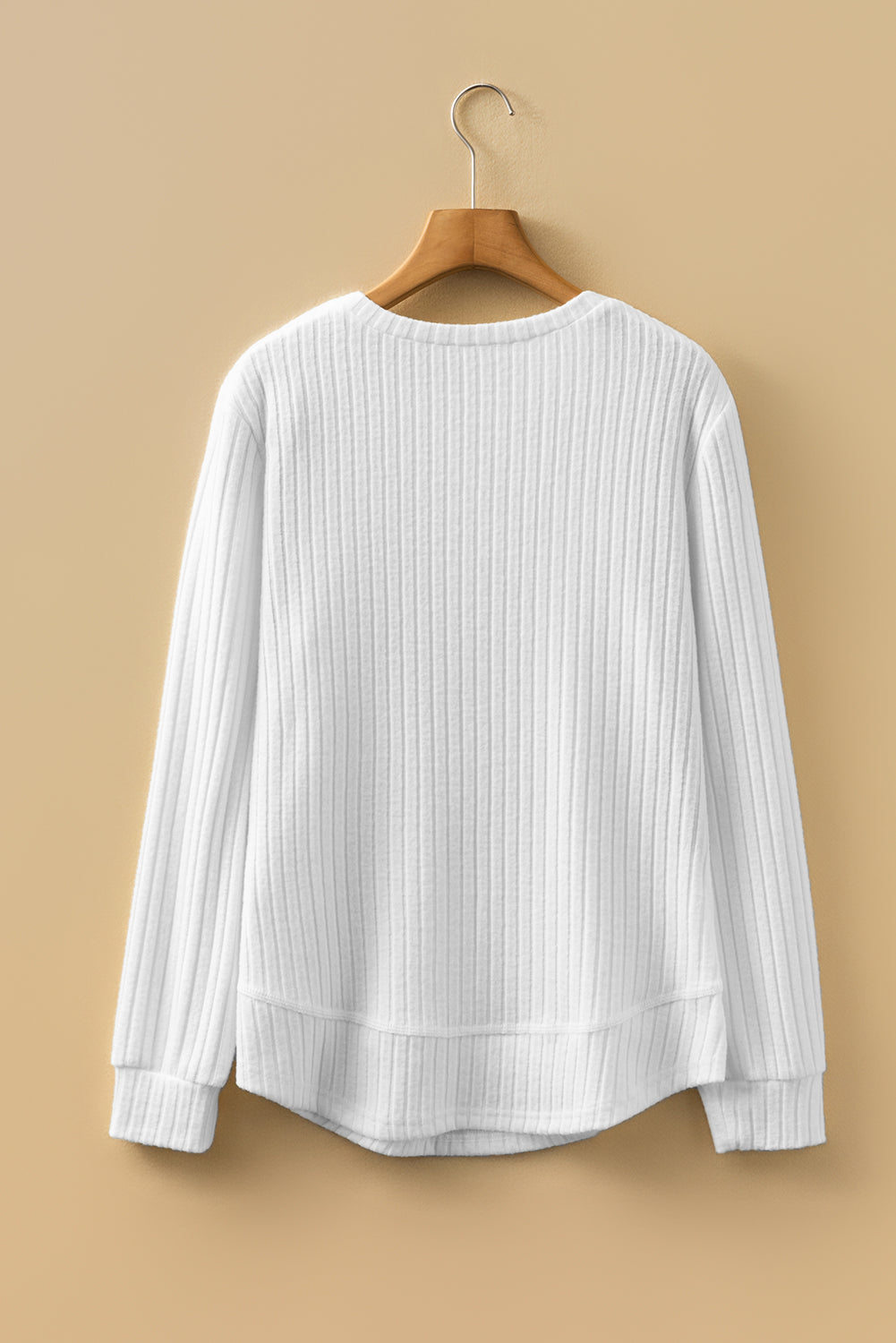 Dear-Lover White Ribbed Knit Women's Casual Top: Everyday Wear, Long Sleeve Dear-Lover Dropshipping