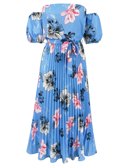 Pleated Floral Off-Shoulder Short Sleeve Midi DressPleated Floral Off-Shoulder Short Sleeve Midi Dress
 Step into elegance with our Pleated Floral Off-Shoulder Short Sleeve Midi Dress. Embrace sophistication effortleLove Salve -Shoulder Short Sleeve Midi Dressjust arrived