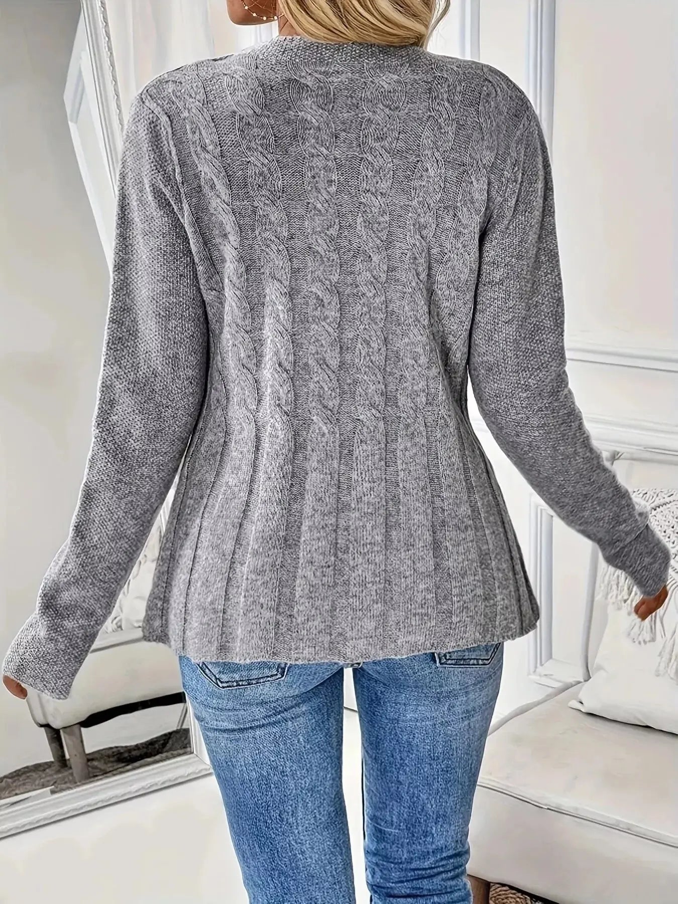 Cable Knit Button Up Cardigan Simply Love