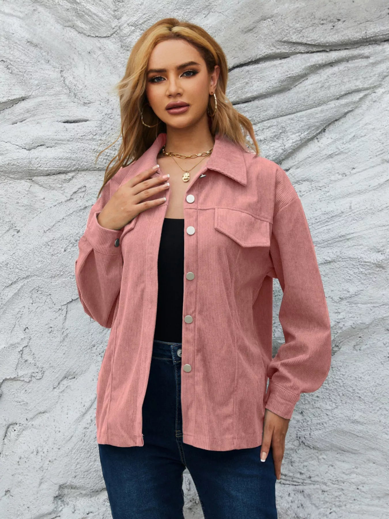 Casual Corduroy Button-Down Jacket Simply Love