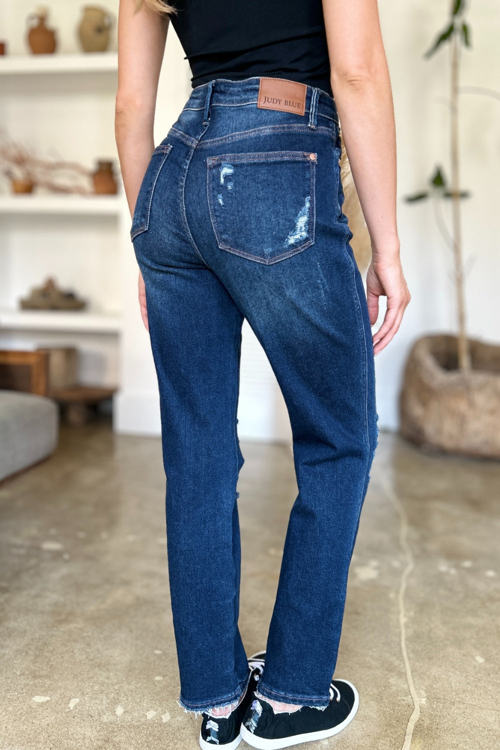 Judy Blue Full Size High Waist Rigid Magic Heavy Destroy Straight Jeans Coco’s Tee Boutique