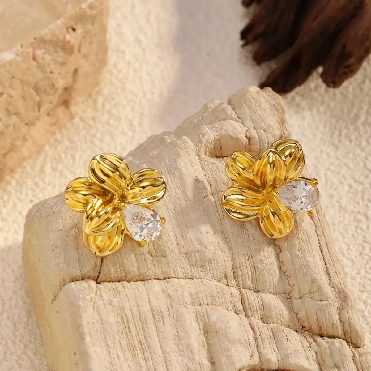 18K Gold-Plated Flower Stud Earrings Simply Love