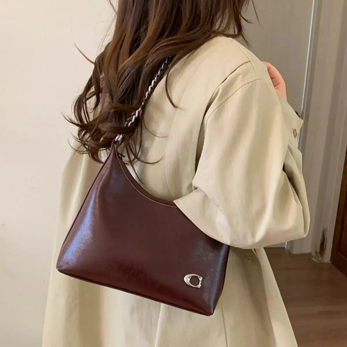 Chic Chain Accent Shoulder Bag Simply Love