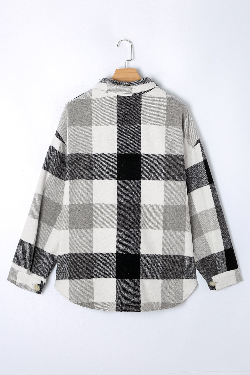 Chic gray checkered plus size shacket for winter warmth