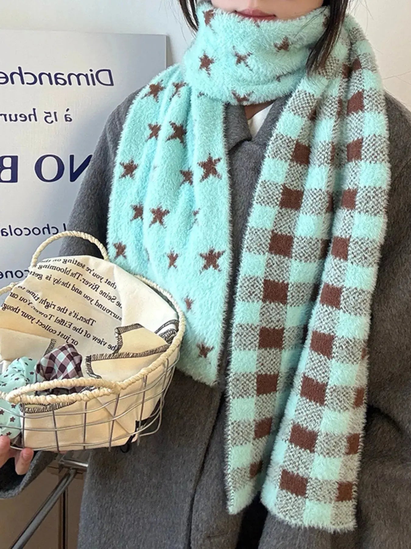 Star Plaid Plush Scarf Simply Love