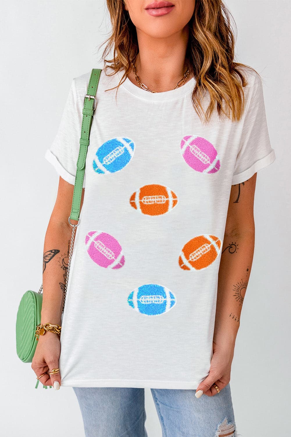 Football Round Neck Short Sleeve T-Shirt.